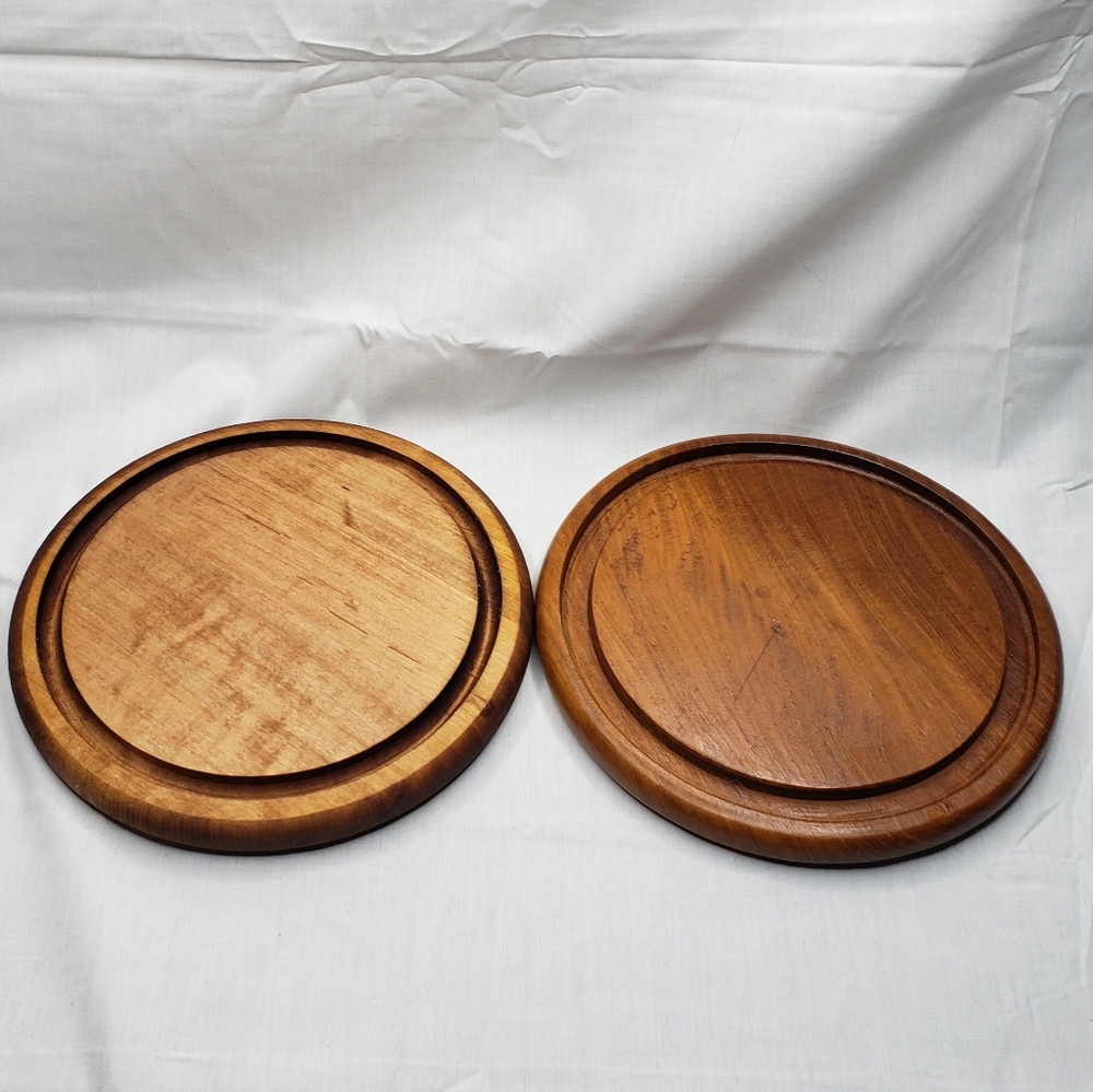 Two Round Cheese Boards Charcuterie Individual Small Vintage